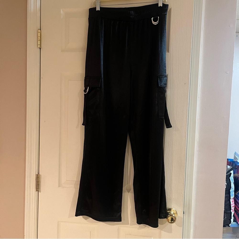 Women’s Black Berry Bliss by Block Elastic Waist Pants Size XL